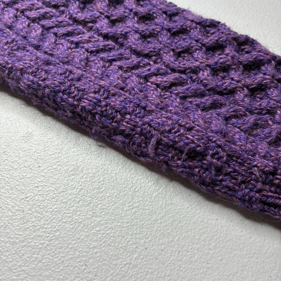 Original Aran Co Fisherman Knit Cardigan Sweater Collared Women’s XS Purple Wool - Picture 6 of 6